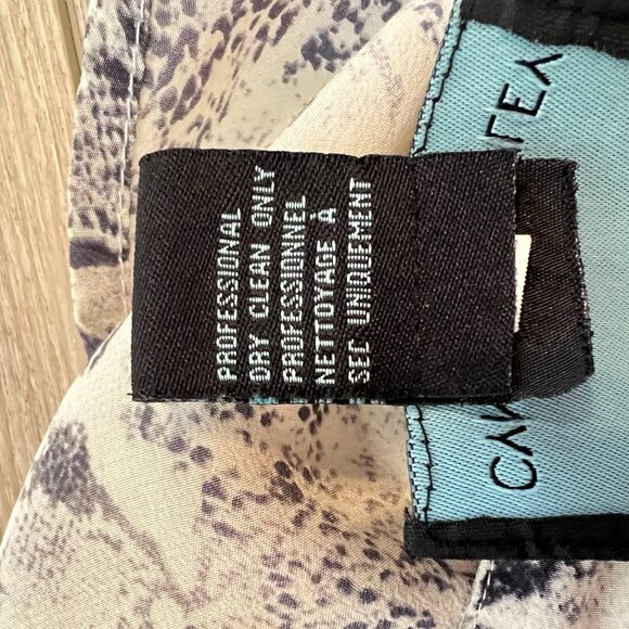 Lux & Chic Cynthia Rowley 100% Silk Button-Front Tunic | Cream Snake Print | S - Picture 9 of 16